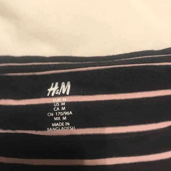 H&M Boatneck Black and Pink Striped Shirt - Picture 7 of 11